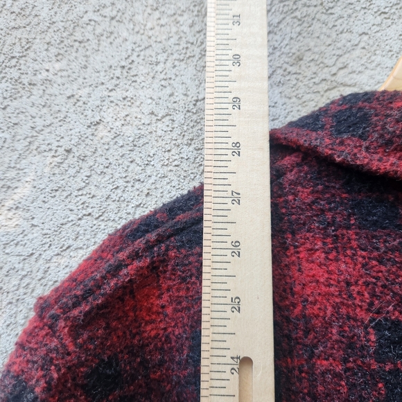 Vintage TASHA POLIZZI Women’s Shacket Medium Red Black Buffalo Plaid Outdoor USA - Picture 8 of 10